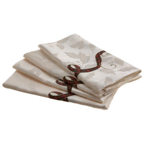 레녹스 Lenox Holiday Nouveau Napkin 4 Pack, Ivory