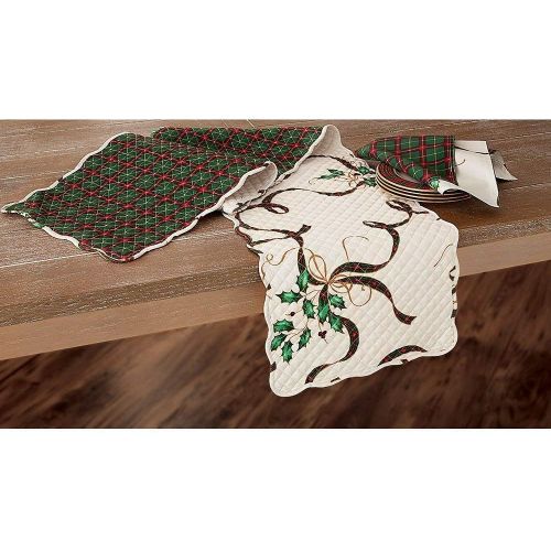 레녹스 Lenox Holiday Nouveau Quilted Reversible Table Runner 14 X 70