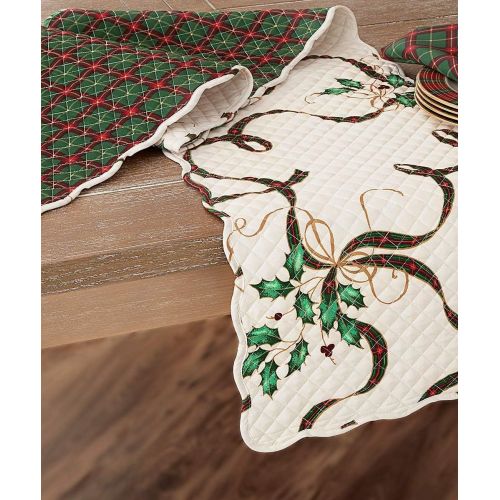 레녹스 Lenox Holiday Nouveau Quilted Reversible Table Runner 14 X 70