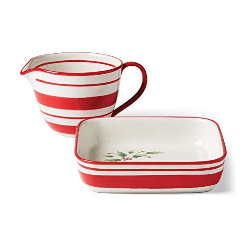 레녹스 Lenox 893567 Holiday Handpaint Stripe 2 Piece Baking Set