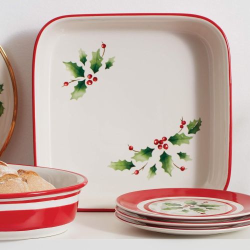 레녹스 Lenox 893567 Holiday Handpaint Stripe 2 Piece Baking Set