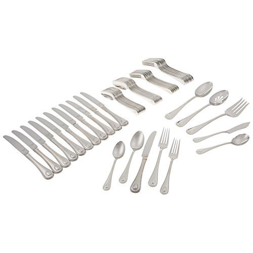 레녹스 Lenox French Perle 65 Piece Flatware Set, 11.30 LB, Metallic