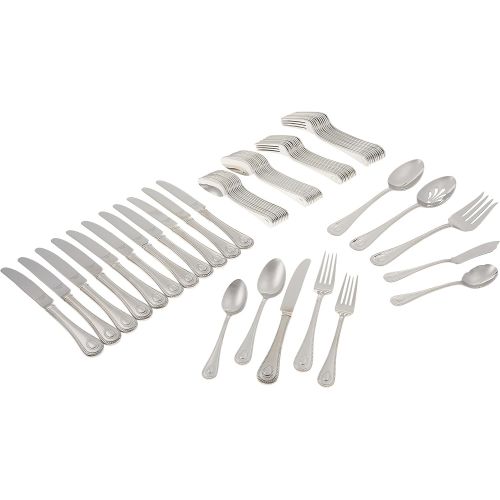 레녹스 Lenox French Perle 65 Piece Flatware Set, 11.30 LB, Metallic