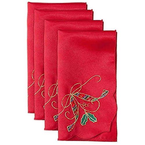 레녹스 Lenox Holiday Nouveau Napkin 4 Pack, Red