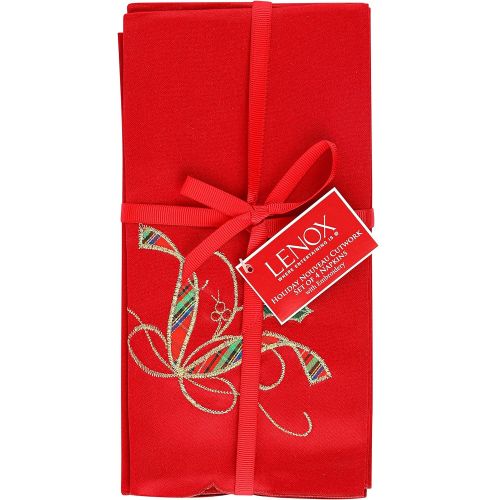 레녹스 Lenox Holiday Nouveau Napkin 4 Pack, Red