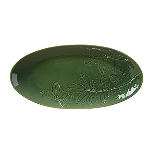 레녹스 Lenox Holiday Impressions Oval Tray, 4.20 LB, Red & Green