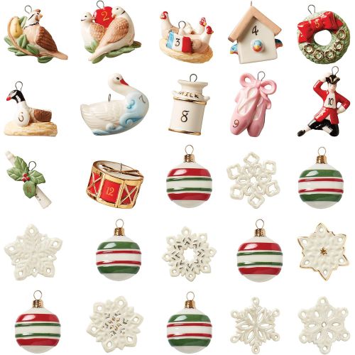 레녹스 Lenox Treasured Traditions Advent Calendar Tree Set, 3.70, Ivory, 25 Pieces