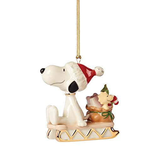 레녹스 Lenox 2021 Snoopy Sledding Into The Holidays Ornament, 0.50 LB, Multi
