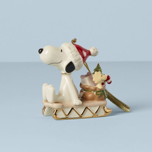 레녹스 Lenox 2021 Snoopy Sledding Into The Holidays Ornament, 0.50 LB, Multi