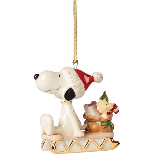 레녹스 Lenox 2021 Snoopy Sledding Into The Holidays Ornament, 0.50 LB, Multi