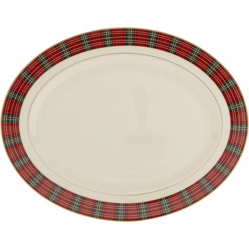 레녹스 Lenox Winter Greetings Plaid Oval Platter