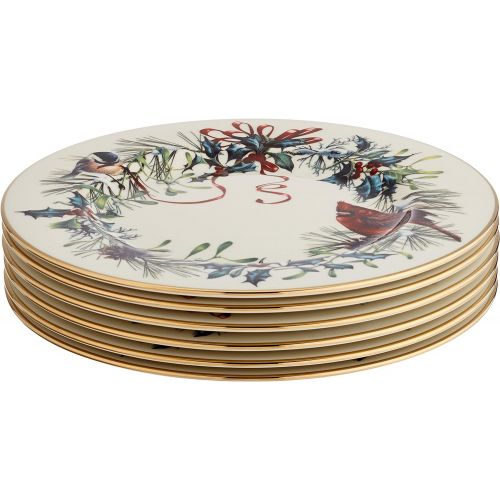 레녹스 Lenox Winter Greetings Set of 6 Salad Plates,Ivory