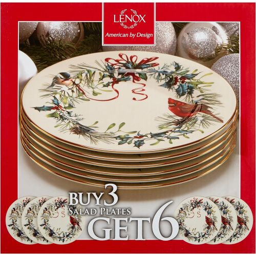 레녹스 Lenox Winter Greetings Set of 6 Salad Plates,Ivory