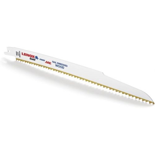 레녹스 Lenox Tools LENOX Tools 21076B956GR Gold Power Arc Reciprocating Saw Blade, For Wood, Nail-Embedded Wood Cutting, 9-inch, 6 TPI, 25-Pack