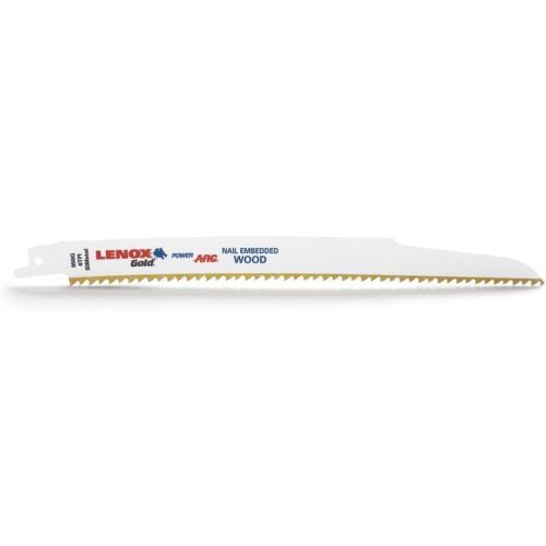 레녹스 Lenox Tools LENOX Tools 21076B956GR Gold Power Arc Reciprocating Saw Blade, For Wood, Nail-Embedded Wood Cutting, 9-inch, 6 TPI, 25-Pack