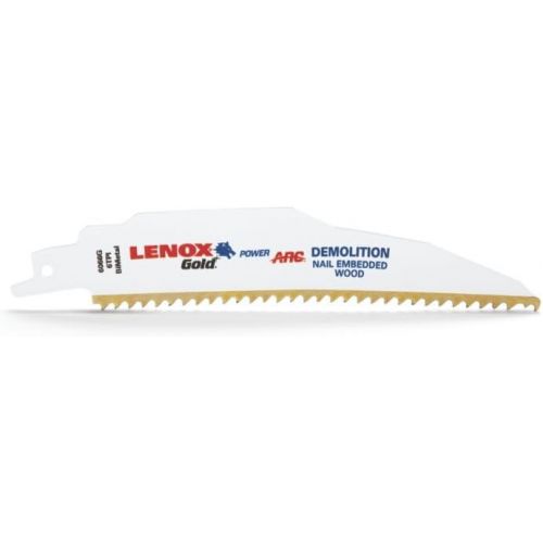 레녹스 Lenox Tools LENOX Tools 21223B106GR Gold Power Arc Demolition Reciprocating Saw Blade, For Demolition, Nail-Embedded Wood Cutting, 12-inch, 6 TPI, 25-Pack