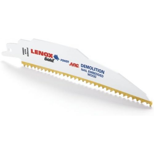 레녹스 Lenox Tools LENOX Tools 21223B106GR Gold Power Arc Demolition Reciprocating Saw Blade, For Demolition, Nail-Embedded Wood Cutting, 12-inch, 6 TPI, 25-Pack