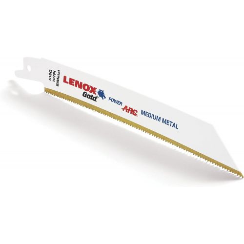 레녹스 Lenox Tools LENOX Tools 21227B6118GR Gold Power Arc Reciprocating Saw Blade, For Medium Metal Cutting, 6-inch, 18 TPI, 25-Pack