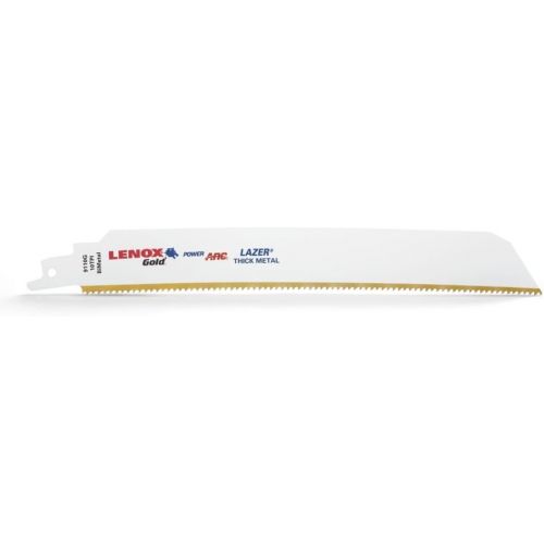 레녹스 Lenox Tools LENOX Tools 21229B9110GR Gold Power Arc Reciprocating Saw Blade, For Thick Metal Cutting, 9-inch, 10 TPI, 25-Pack