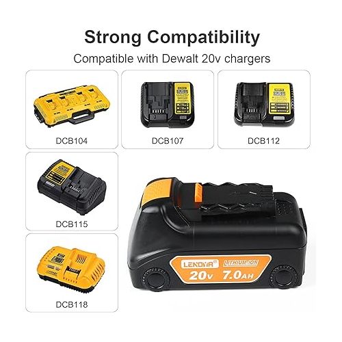  7.0Ah Replacement for Dewalt 20V Battery 2Pack Compatible with Dewalt 20V Max Battery DCB200 DCB206 Compatible with Dewalt DCD DCF DCG Series Cordless Power Tools
