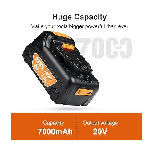  7.0Ah Replacement for Dewalt 20V Battery 2Pack Compatible with Dewalt 20V Max Battery DCB200 DCB206 Compatible with Dewalt DCD DCF DCG Series Cordless Power Tools