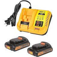 3.0Ah Replacement for Dewalt Battery 20V 2Pack and Charger Compatible with DCB102 DCB104 DCB118 DCB115 DCB205 DCB204(Orange)