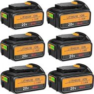 6Packs 20V Battery Replacement for Dewalt 20V Max Battery 6.0Ah Compatible with Dewalt DCD DCF DCG Series Cordless Power Tools