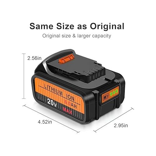  6Packs 20V Battery Replacement for Dewalt 20V Max Battery 6.0Ah Compatible with Dewalt DCD DCF DCG Series Cordless Power Tools