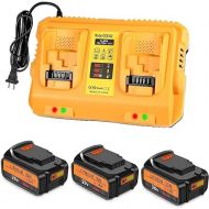 3Packs 20v Battery Replacement for Dewalt 20V Battery Max 6000mAh with DCB102 Charger