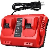 18V Rapid Charger Replacement for Milwaukee M18 Battery Charger Station 2Ports 48-59-1802 48-59-1812 Compatible with M-18 48-11-1850 48-11-1840 48-11-30 48-11-20