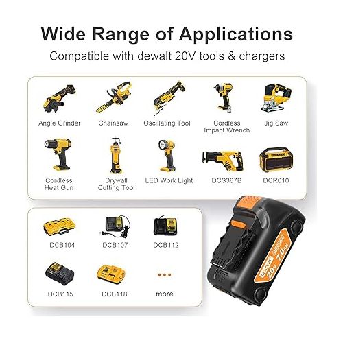  7.0Ah Replacement for Dewalt 20V Max Battery 4Packs Compatible with DCB200 DCB203 DCB204