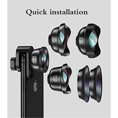  Lens LENS 6 in 1 Mobile Phone Teleconverter Wide Angle Macro Fish Eye CPL Starlight Mobile Phone External for iPhone, Samsung, LG HTC and Other Smartphone
