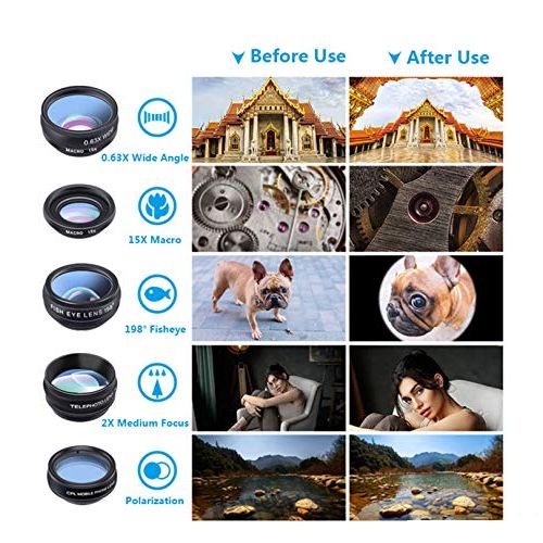  10 in 1 Set Universal Mobile Phone Lens Multi-Function Filter Fisheye Wide-Angle Macro Increase Polarization for iPhone, Samsung, LG HTC and Other Smartphone