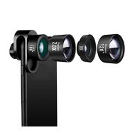 Lens LENS Mobile Phone Wide Angle Macro Fish Eye Telephoto 4 in 1 Distortion-Free Mobile Phone External for iPhone, Samsung, LG HTC and Other Smartphone