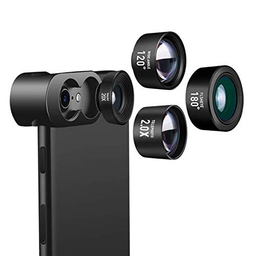  Lens LENS Mobile Phone Wide Angle Macro Fish Eye Telephoto 4 in 1 Distortion-Free Mobile Phone External for iPhone, Samsung, LG HTC and Other Smartphone