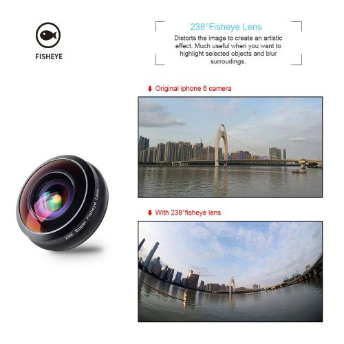  Mobile Phone Lens Professional Optical 238° Full Screen Without Vignetting Fisheye SLR HD Universal External Camera for iPhone, Samsung, LG HTC and Other Smartphone