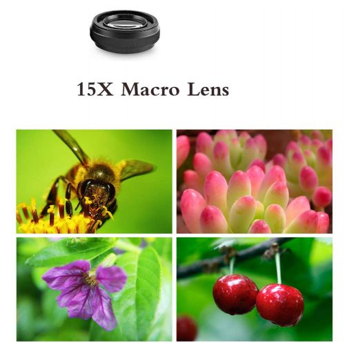  Lens LENS Universal HD 0.6X Wide Angle 15X Macro Phone External Camera for iPhone, Samsung, LG,HTC,Huawei and Other Smartphone,Black