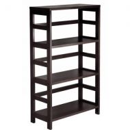 Leo Storage Open Shelf, 4-Tier, 3-Section, Wide, Espresso