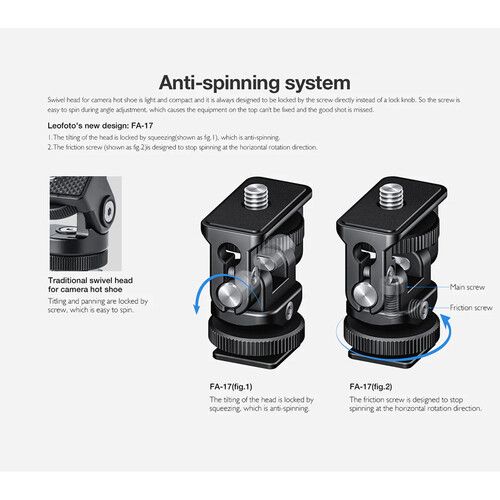  Leofoto FA-17 Swivel Head for Camera Hot Shoe 1/4