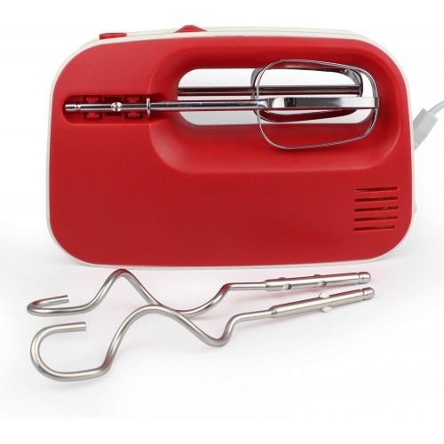  Leogreen - Elektro-Handmixer, Schneebesen, Rot, 200 W, Material: Edelstahl