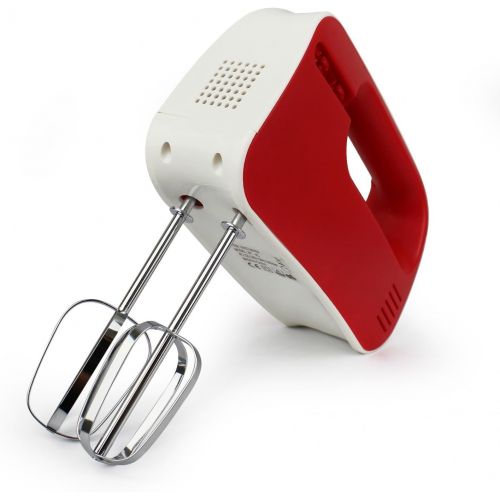  Leogreen - Elektro-Handmixer, Schneebesen, Rot, 200 W, Material: Edelstahl