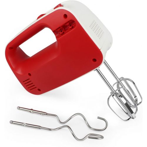  Leogreen - Elektro-Handmixer, Schneebesen, Rot, 200 W, Material: Edelstahl