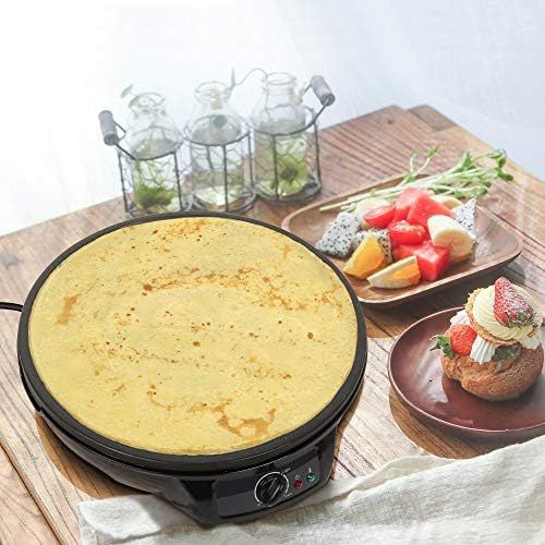  Leogreen - Crepe-Maschine, Pfannkuchen-Maschine, Grosse Platte, Material: Aluminium und Bakelit, Preperation time: 5-7 min