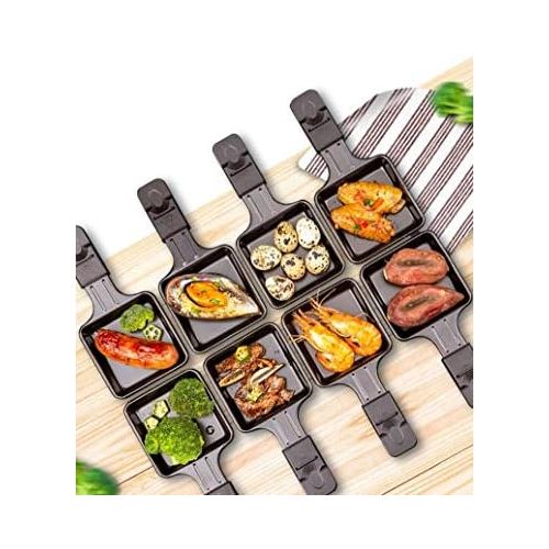  [아마존베스트]Leogreen Raclette Grill 8 Person Raclette Party Grill with Natural Grill Stone and Reversible Cast Iron Plate 1200 W Electric Grill Includes 8 Pans