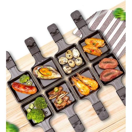  [아마존베스트]Leogreen Raclette Grill 8 Person Raclette Party Grill with Natural Grill Stone and Reversible Cast Iron Plate 1200 W Electric Grill Includes 8 Pans