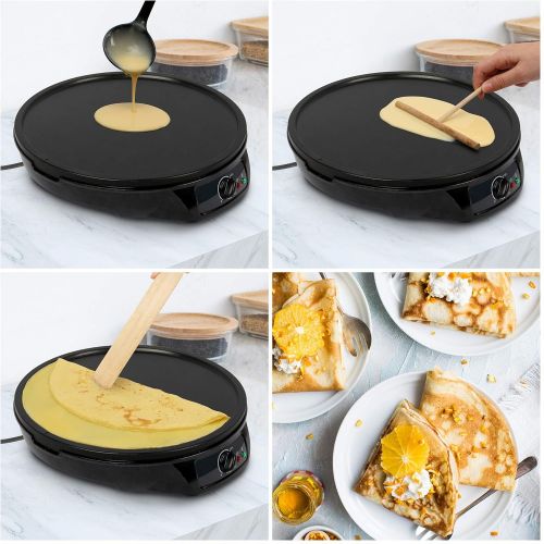  [아마존베스트]Leogreen - Crepe machine, pancake machine, plate with 4 cut-outs, material: aluminium and bakelite, preperation time: 5-7 min.