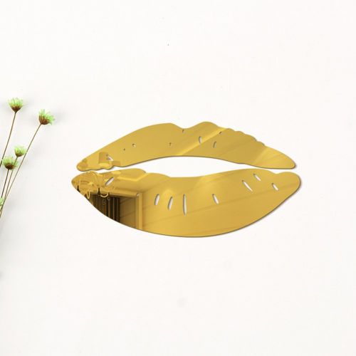  Leoie Creative Kiss Lip Shape Wall Mirror Sticker DIY Removable Acrylic Mirror Home Bedroom Living Room Decoration Wall Ornament (Silver)