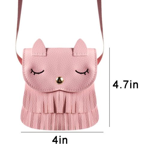  Leomoste leomoste Kids Cute Cat Tassel Bag Mini Crossbody Bag Girls Satchel Coin Pouse 0-5 Years Old Kids(Pink)