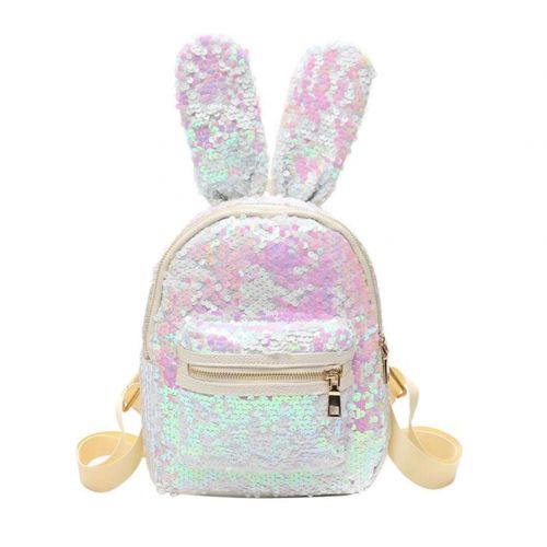  Leomoste Women Cute Rabbit Ears Backpack Sequins Shoulder Bag Travel Daypack