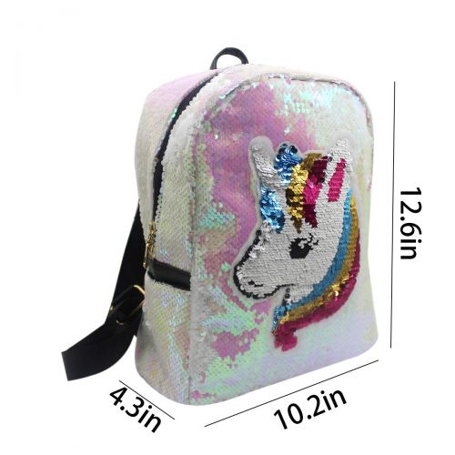  Leomoste Reversible Flip Sequin Backpack for Unicorn Lover Glitter School Bag Adjustable PU Leather Shoulder